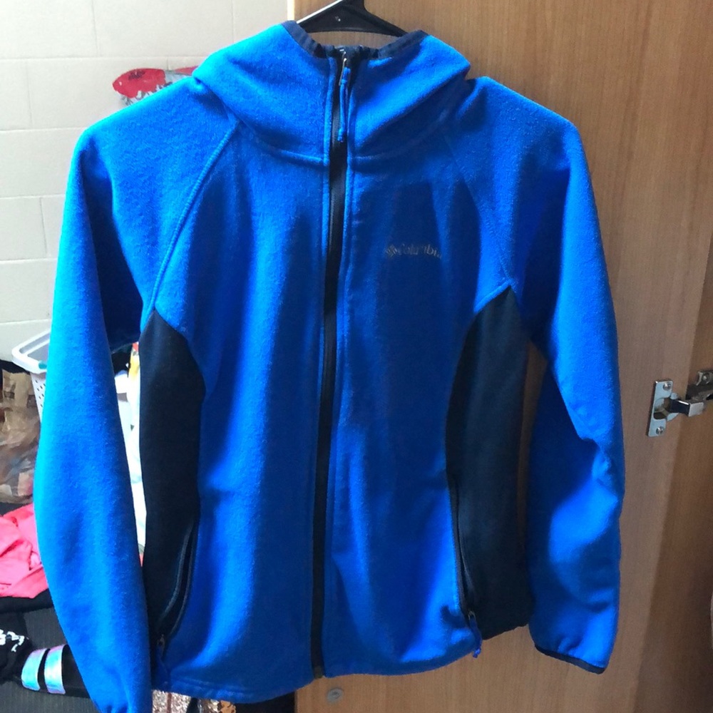 Blue fleece Columbia Jacket with Hoodie